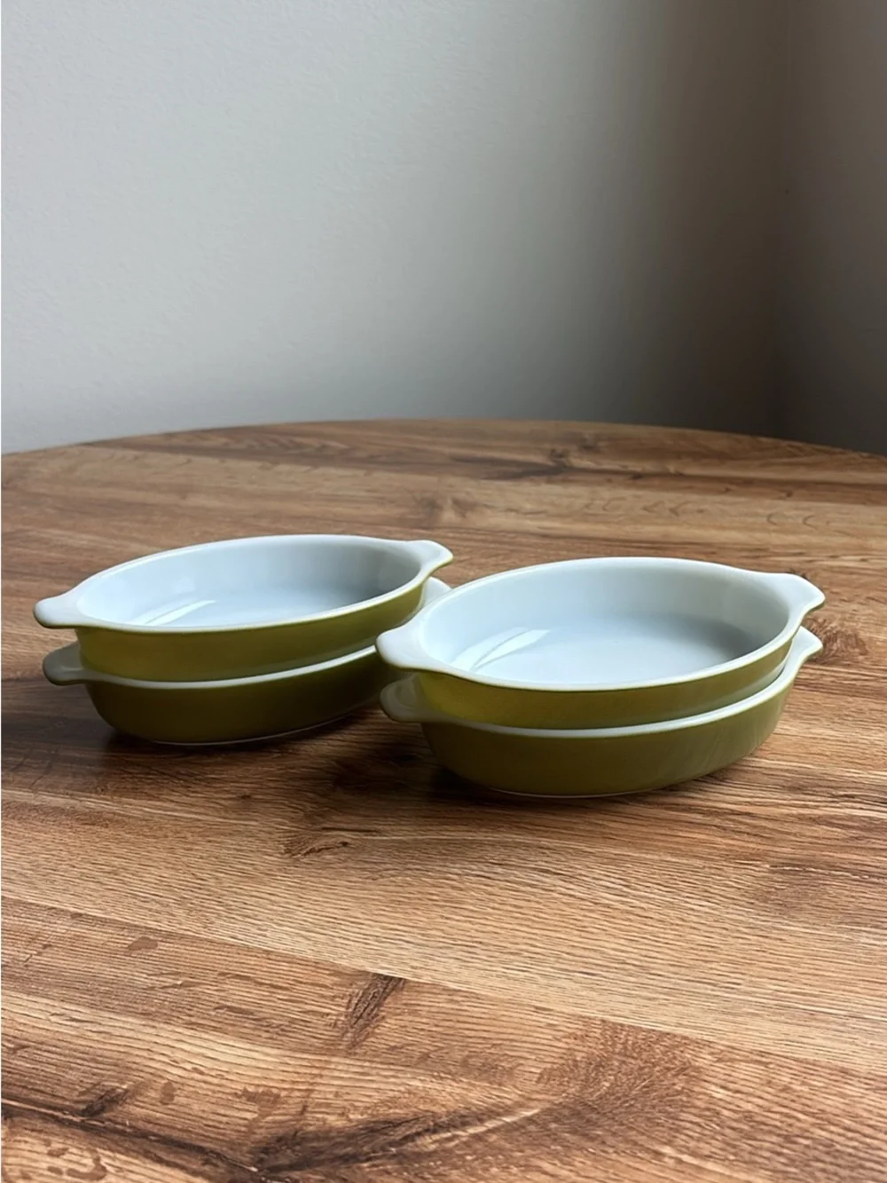 Vintage Pyrex 700 Avocado Green 10 oz Oval Casserole Dishes - Set of 4